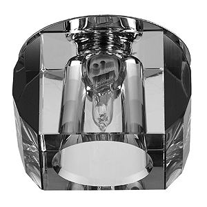 DK21 CH/WH/BK Светильник ЭРА декор «усеченный куб» MR16,12V/220V, 50W, хром/прозрачный/черный (30/5)