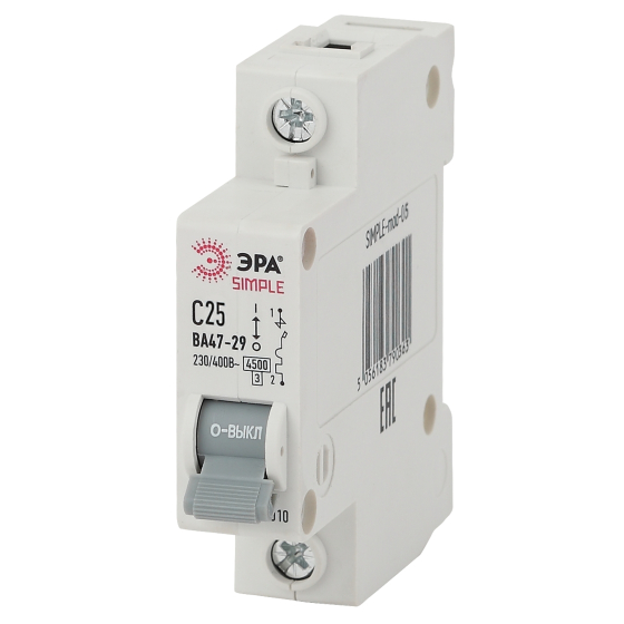 Автоматический выключатель ЭРА SIMPLE SIMPLE-mod-05 ВА 47-29 1P 25А кривая C 4,5кА