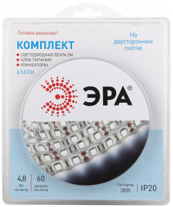 ЭРА Комплект светодиодной ленты 2835kit-4,8-60-12-IP20-6500-5m (50/600)