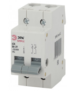 SIMPLE-mod-62 ЭРА SIMPLE Выключатель нагрузки 2P 63А ВН-29 (6/90/2520)