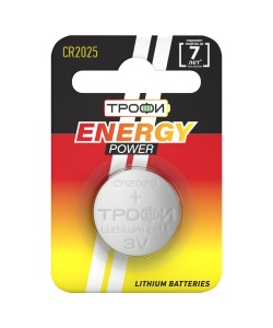 Батарейки Трофи CR2025-1BL ENERGY POWER Lithium (10/240/38400)