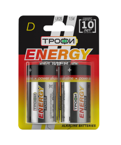 Батарейки Трофи LR20-2BL ENERGY POWER Alkaline (12/96/3456)