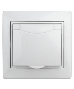 1-207-01 Intro Розетка 2P+E Schuko с крышкой со шторками, 16А-250В, IP42, СУ, Plano, белый (10/100/2500)