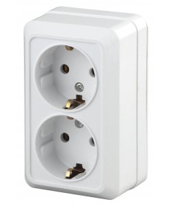 2Э-204-01 Intro Розетка 2х2P+E Schuko, 16А-250В, ОУ, б.м.п., Quadro, белый (10/100/1400)