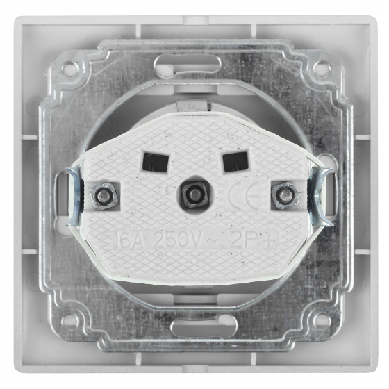 1-201-01 Intro Розетка 2P, 16А-250В, IP20, СУ, Plano, белый (10/200/2400)