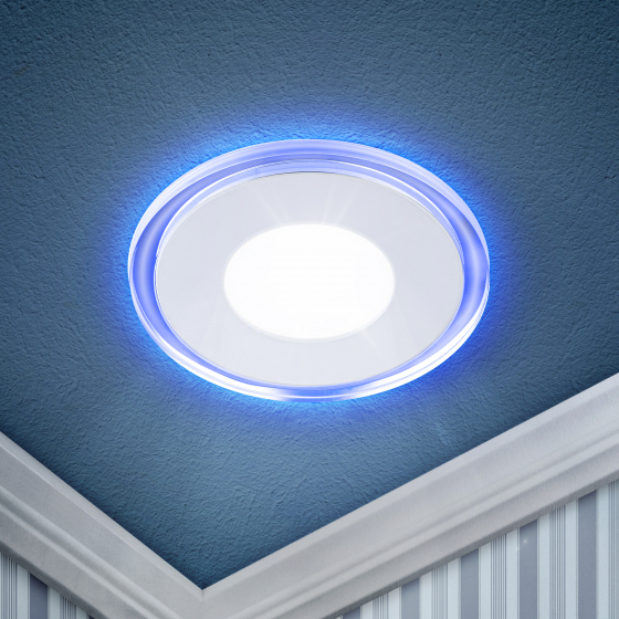 LED 3-9 BL Светильник ЭРА светодиодный круглый c cиней подсветкой LED 9W 220V 4000K (40/800)
