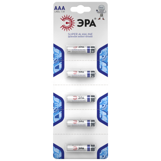 Батарейки ЭРА LR03-5BL Strip SUPER Alkaline (60/600/21000)