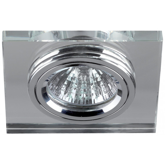 DK8 CH/WH Светильник ЭРА декор стекло квадрат MR16,12V/220V, 50W, хром/зеркальный (50/2100)